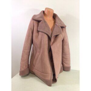 Ann Taylor Loft Coat Pink Soft Suede Jacket Womens Large New